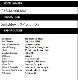 TopWorx 閥位開關(guān) 閥門指示器 限位開關(guān) TXS TXP