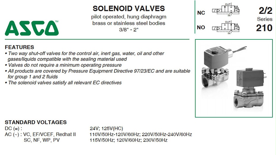 ASCO兩通電磁閥 8210G003選型圖